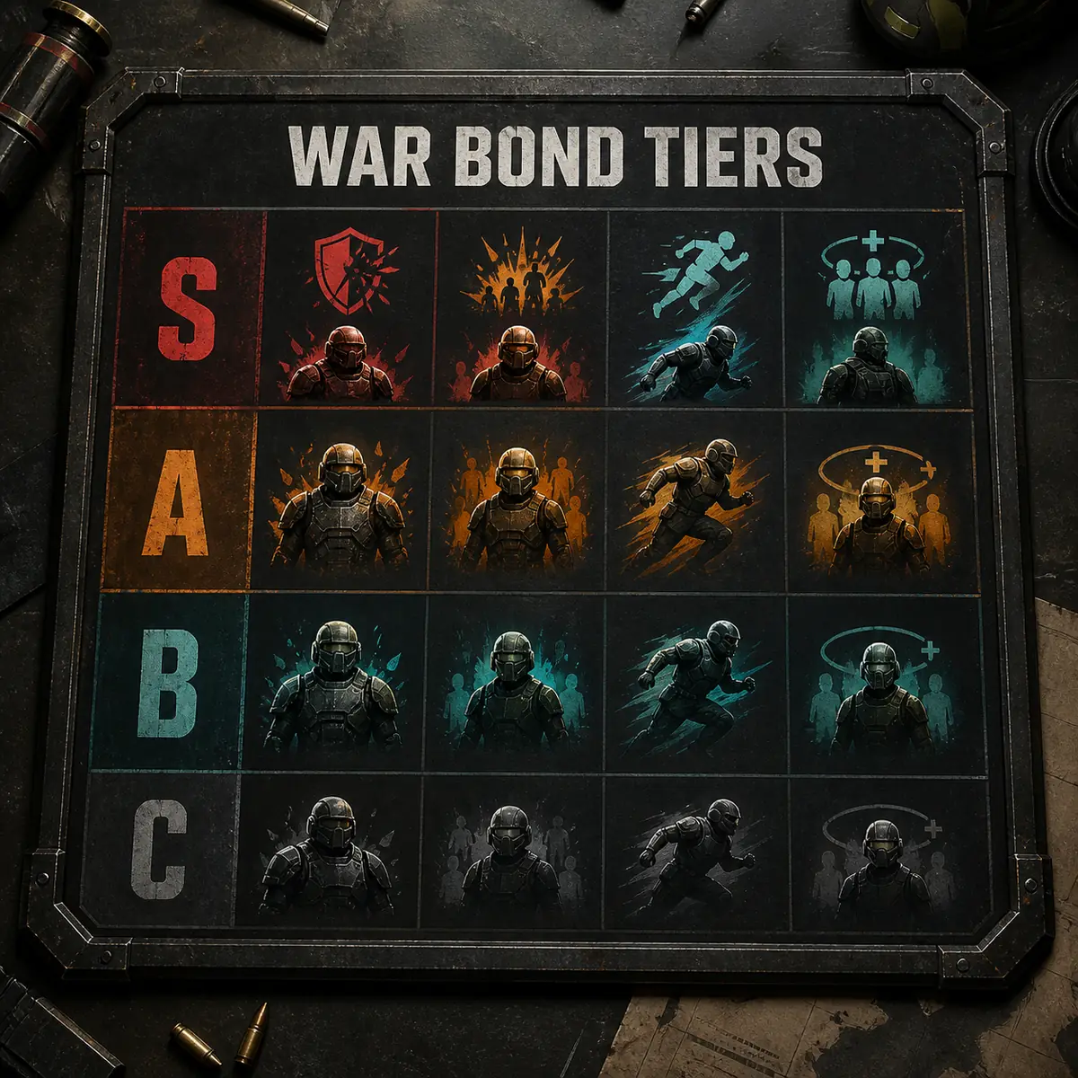 Editorial tier matrix for comparing Helldivers 2 Warbonds by squad role and patch risk